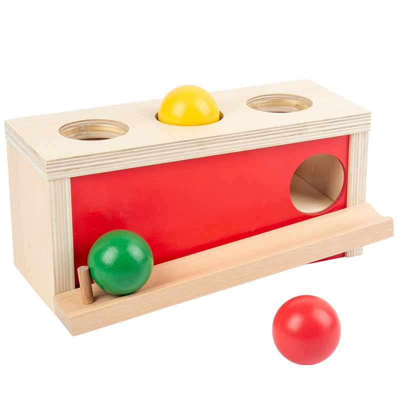 Montessori Wooden Educational Object Permanence Knocking Ball Press Ball Box for Early Learning