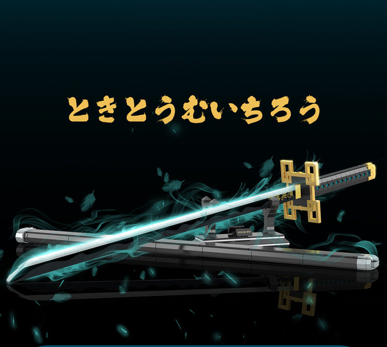 Demon 1515 Slayer Sword Tanjirou Kamado Building Set with Scabbard & Stand Compatible with LEGO for Kids 8+