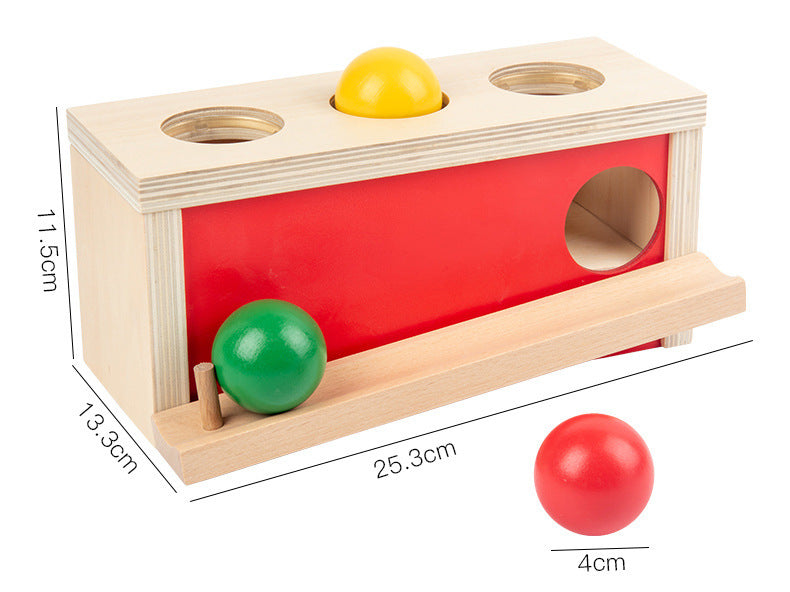 Montessori Wooden Educational Object Permanence Knocking Ball Press Ball Box for Early Learning