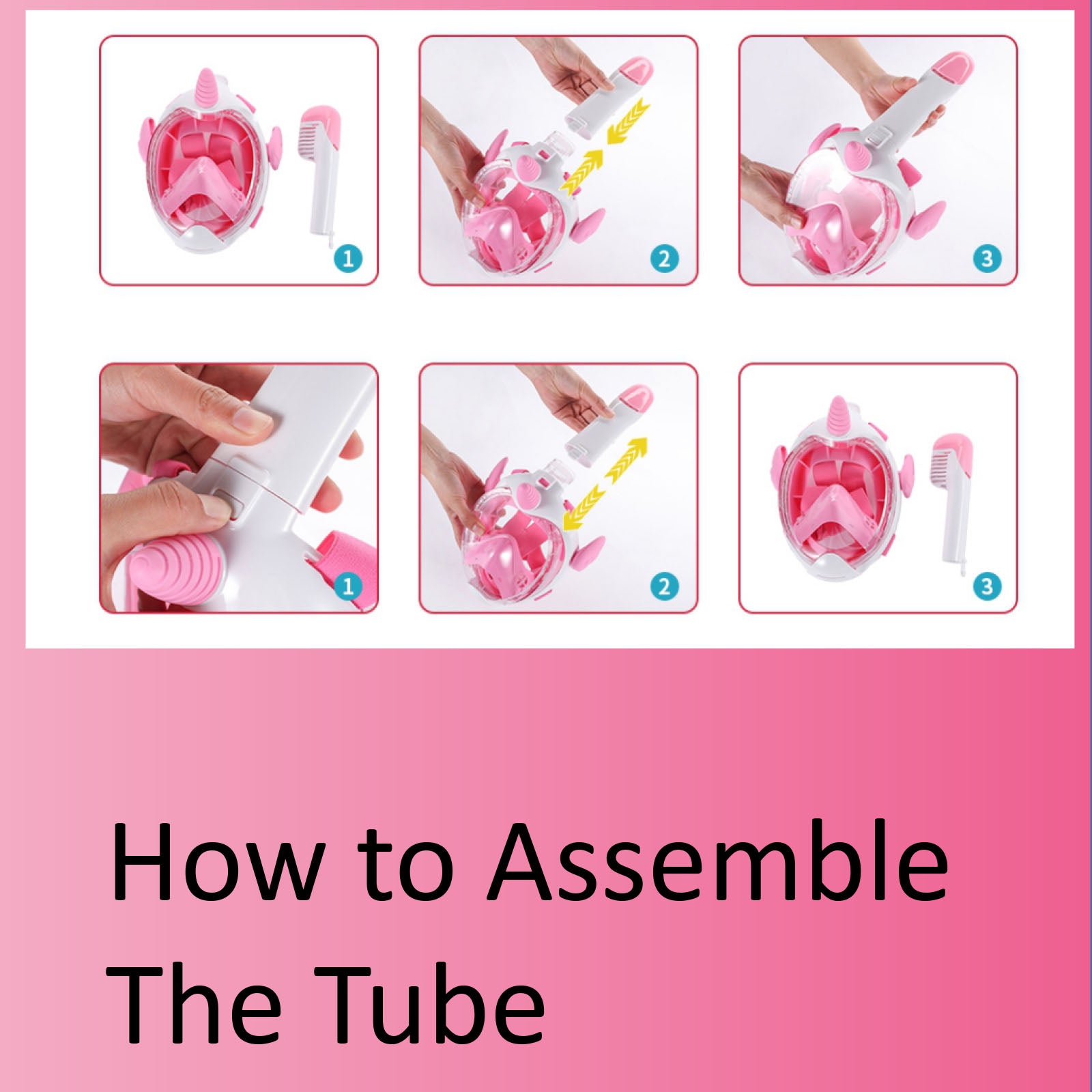 Kids 180 degrees Unicorn Snorkel Mask Anti-Fog and Anti-Leak Diving & Snorkeling Masks light blue