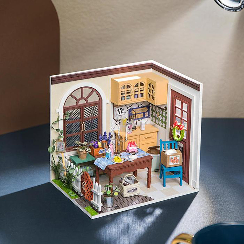 Robotime Rolife Charlie's Dining Room DIY Miniature Dollhouse 3D House Model Kit DGM09