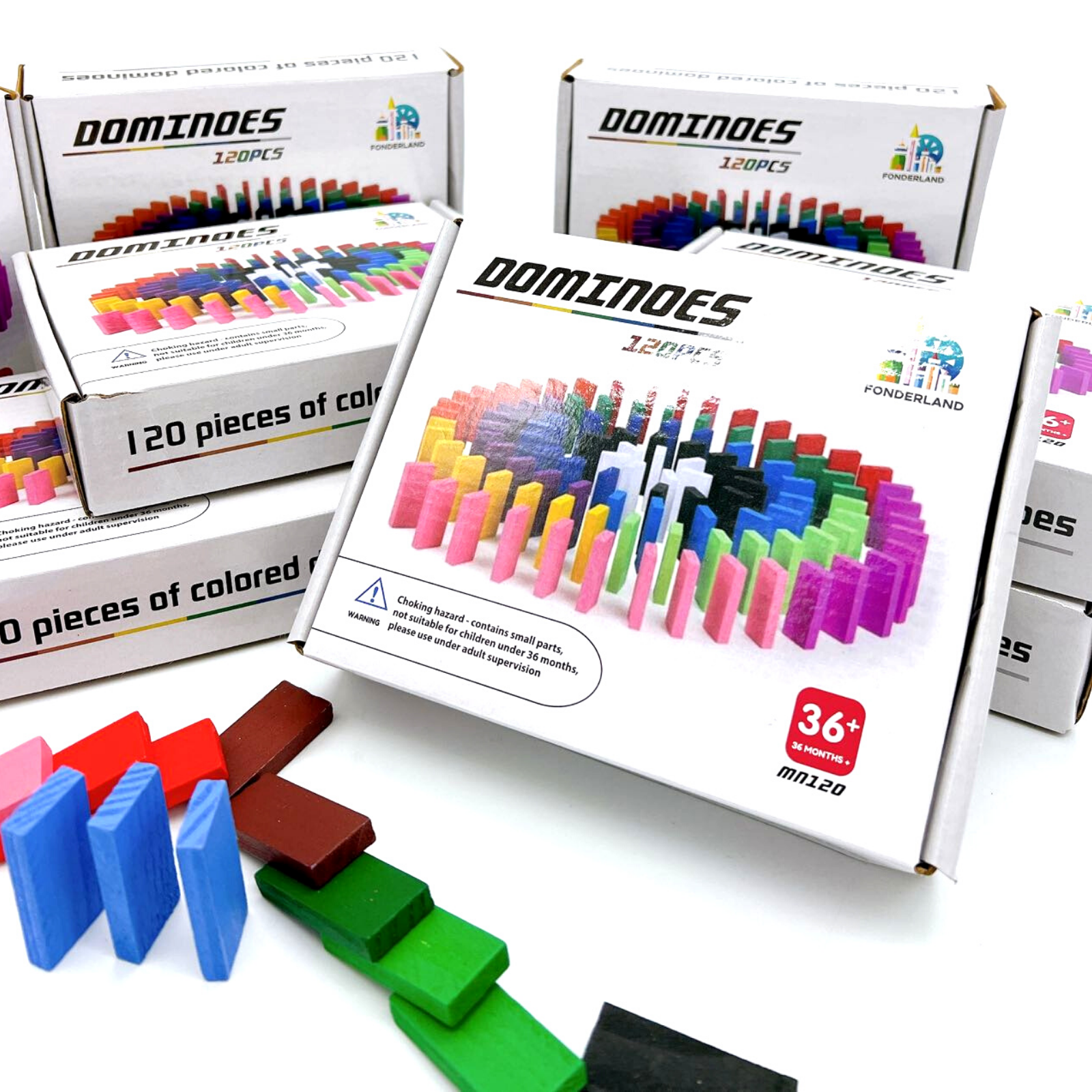 Fonderland 960pcs Wooden Domino Block Tiles Tumbling Dominoes Knock Down Toys AU