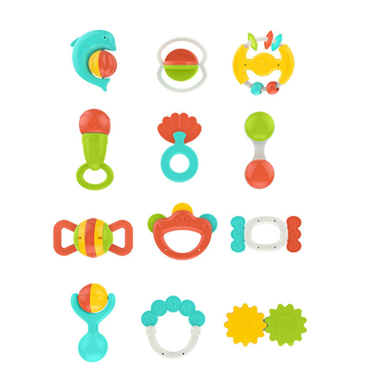 12PCS Baby Rattle Teething Toys Teether Grab Shaker Spin Infant Newborn Gift Set
