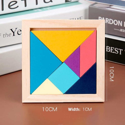 10cm Wooden Tangram Macaron Educational Montessori Toy Kid Puzzle Preschool