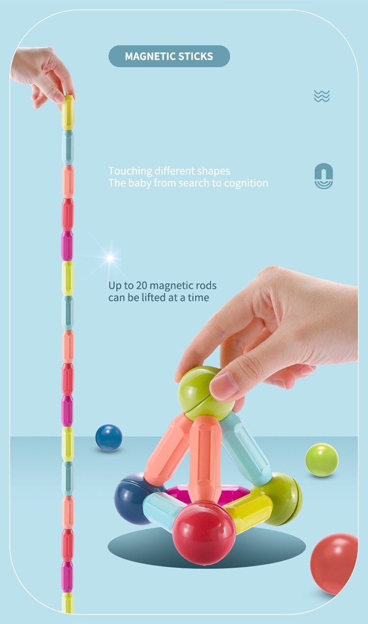 84pcs Magnet Building Construction Stick Bar Learning Magnetic Toy for Kids