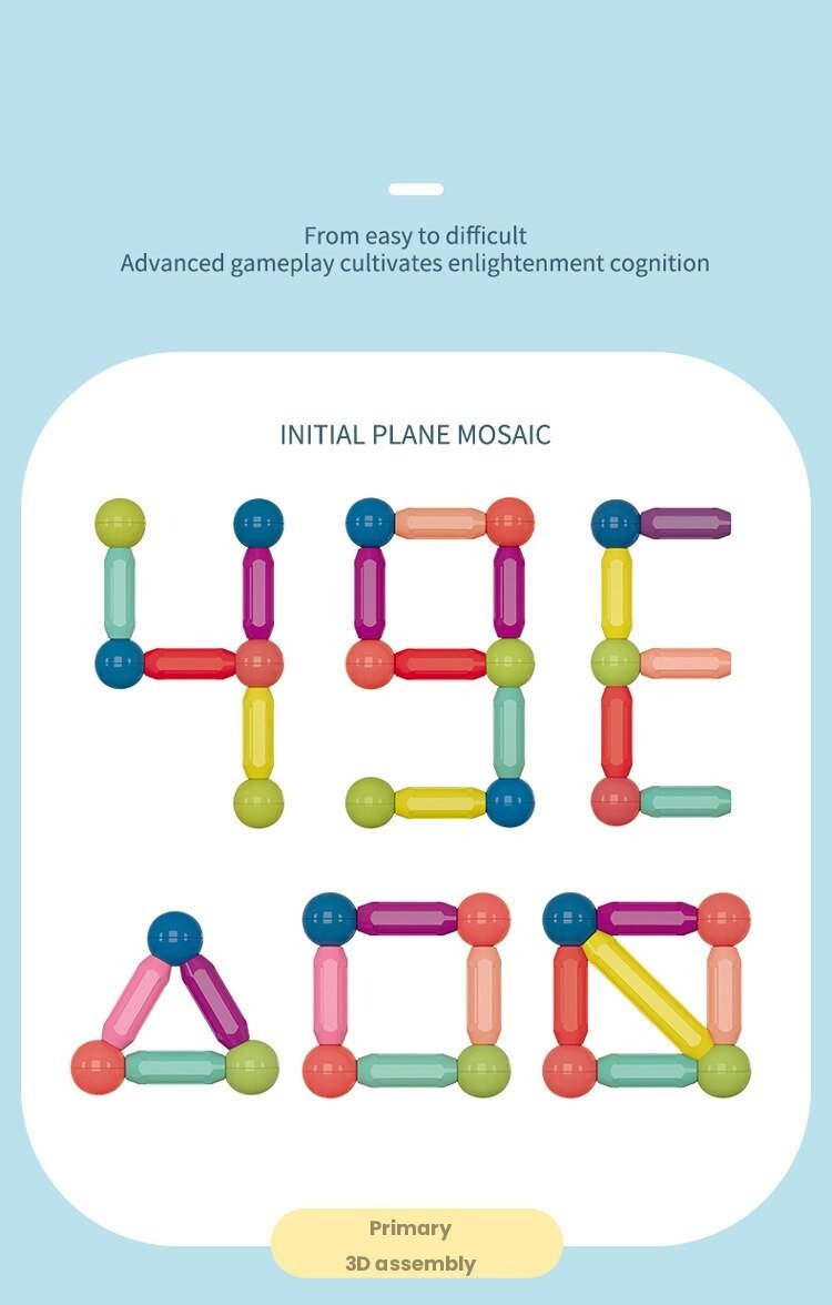 128pcs Magnet Building Construction Stick Bar Learning Magnetic Toy for Kids