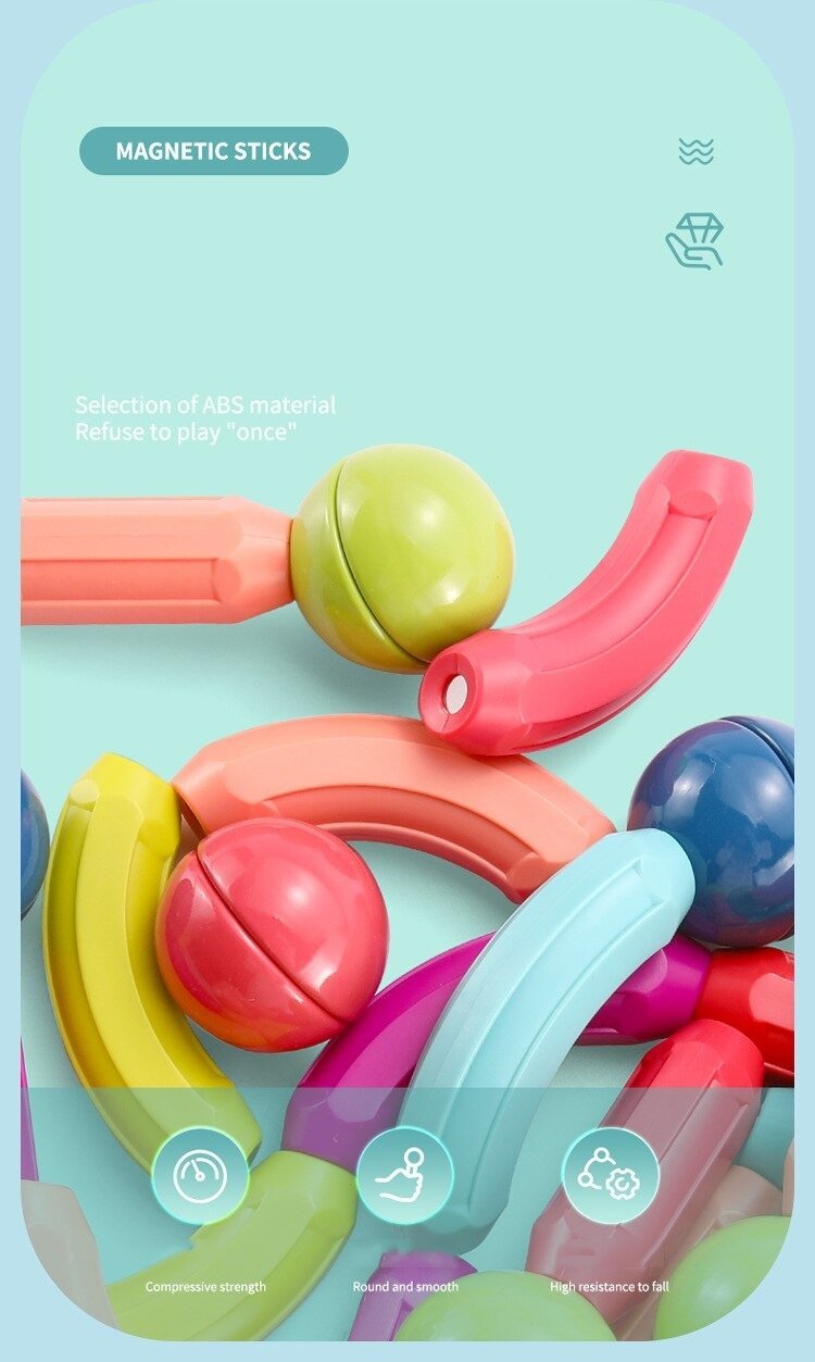 128pcs Magnet Building Construction Stick Bar Learning Magnetic Toy for Kids