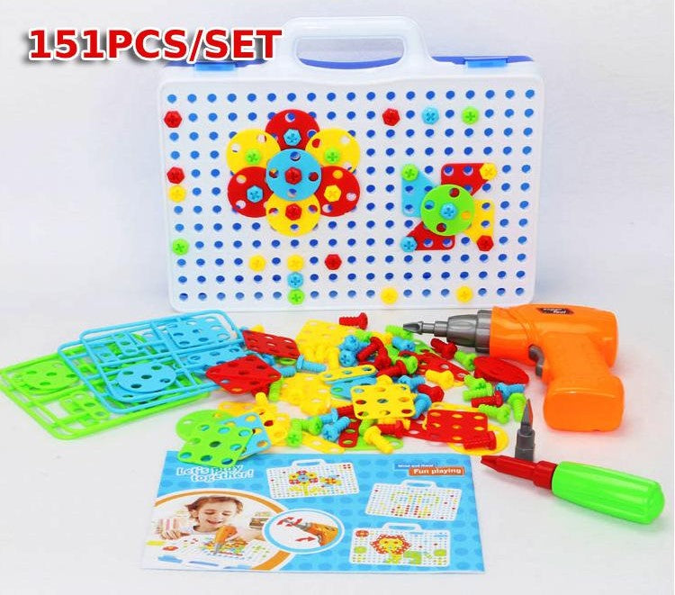 Children construction sets - 151PCS -  Peg Electric Drill Assemble & Building Toy Set