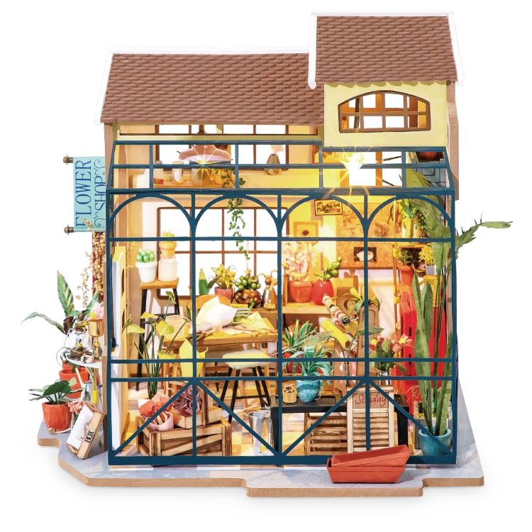 Robotime 1:24 DIY Miniature Mini Dollhouse Home Decor Emily's Flower Shop DG145