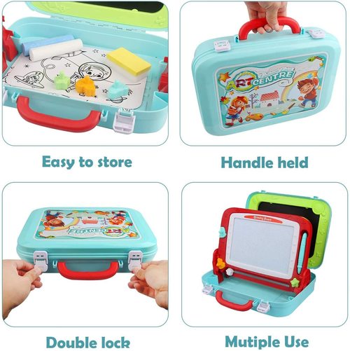 2 in1 Magnetic Drawing Black Board Sketch Learning Kid Education CarryCase Toys