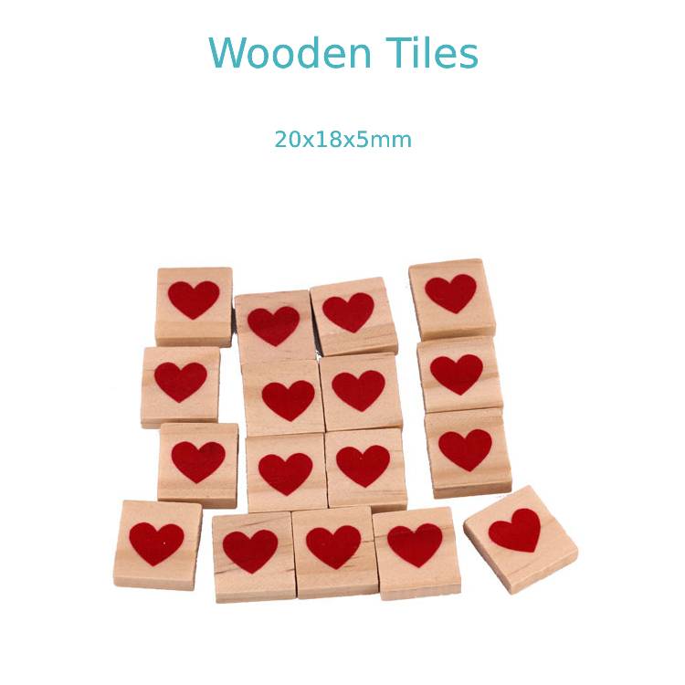 100pc Wooden Tiles Red Heart Symbols DIY Game Weddings Craft Scrap Booking Deco