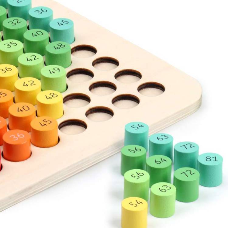 Rainbow Wooden Multiplication Board – 81-Peg Times Table Learning Aid for Kids (Ages 7+)