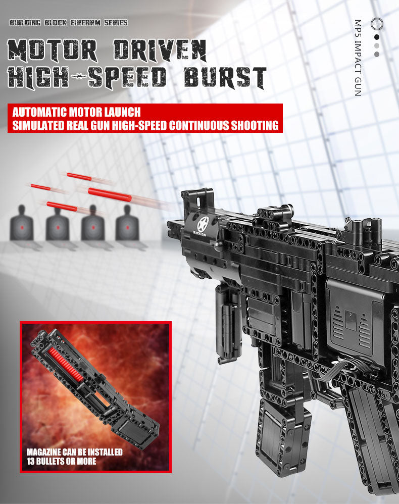 783PCS Mould King 14001 MP5 Motorised MP5 Gun Building Blocks Toy Assembly Set