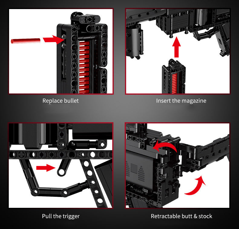 783PCS Mould King 14001 MP5 Motorised MP5 Gun Building Blocks Toy Assembly Set