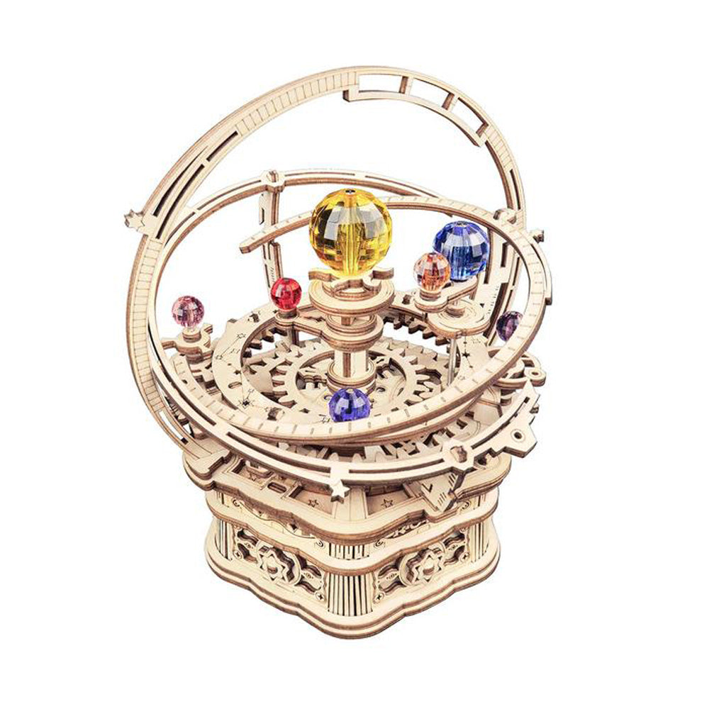 Robotime Starry Night Orrery Mechanical Music Box 3D Wooden Puzzle DIY Assemble AMK51