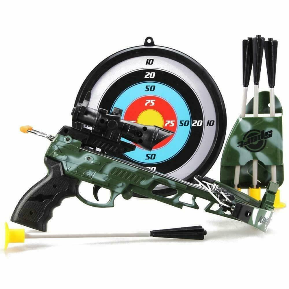 Kids Real Shooting Toy Camouflage Crossbow Archery Set Suction Arrows & Target