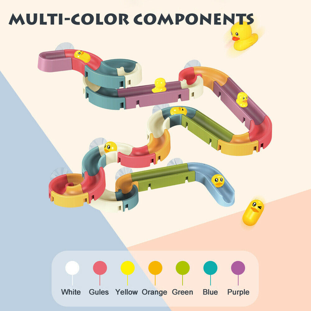 66PCS DIY Baby Kid Bath Tub Shower Toy Track Run Slide Water Play Spray Set