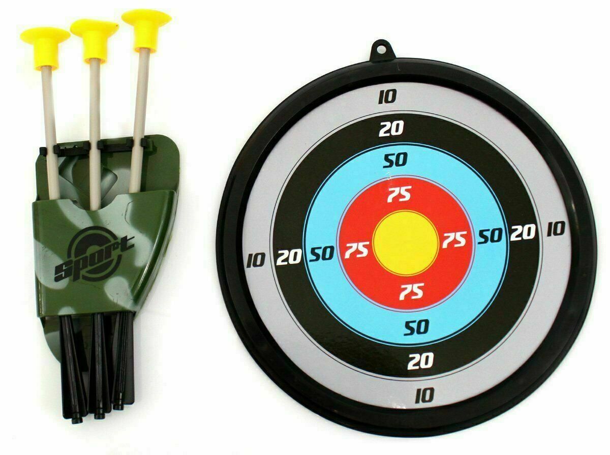 Kids Real Shooting Toy Camouflage Crossbow Archery Set Suction Arrows & Target