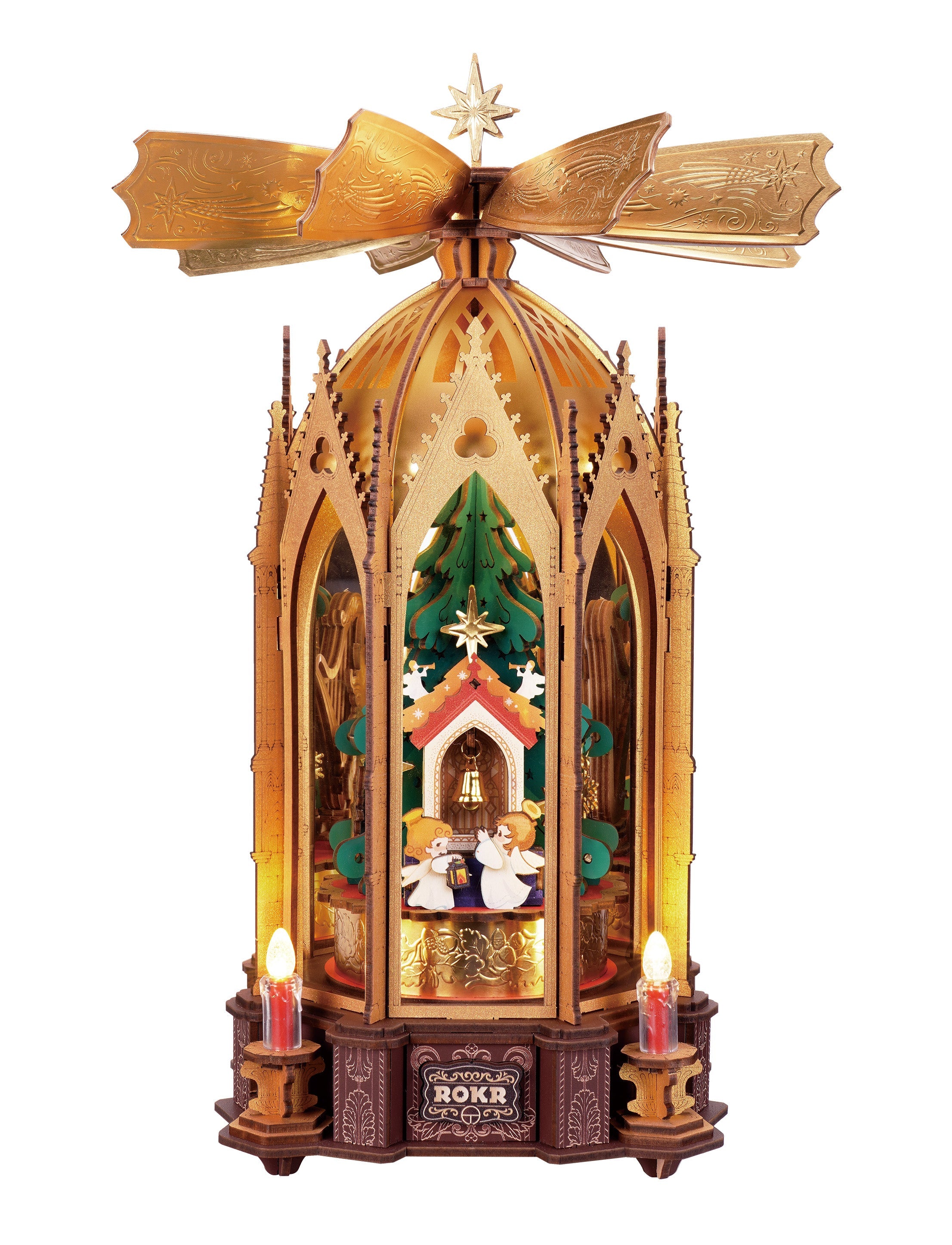ROKR Blessed Christmas Pyramid AMB01 — completed model DIY kit display