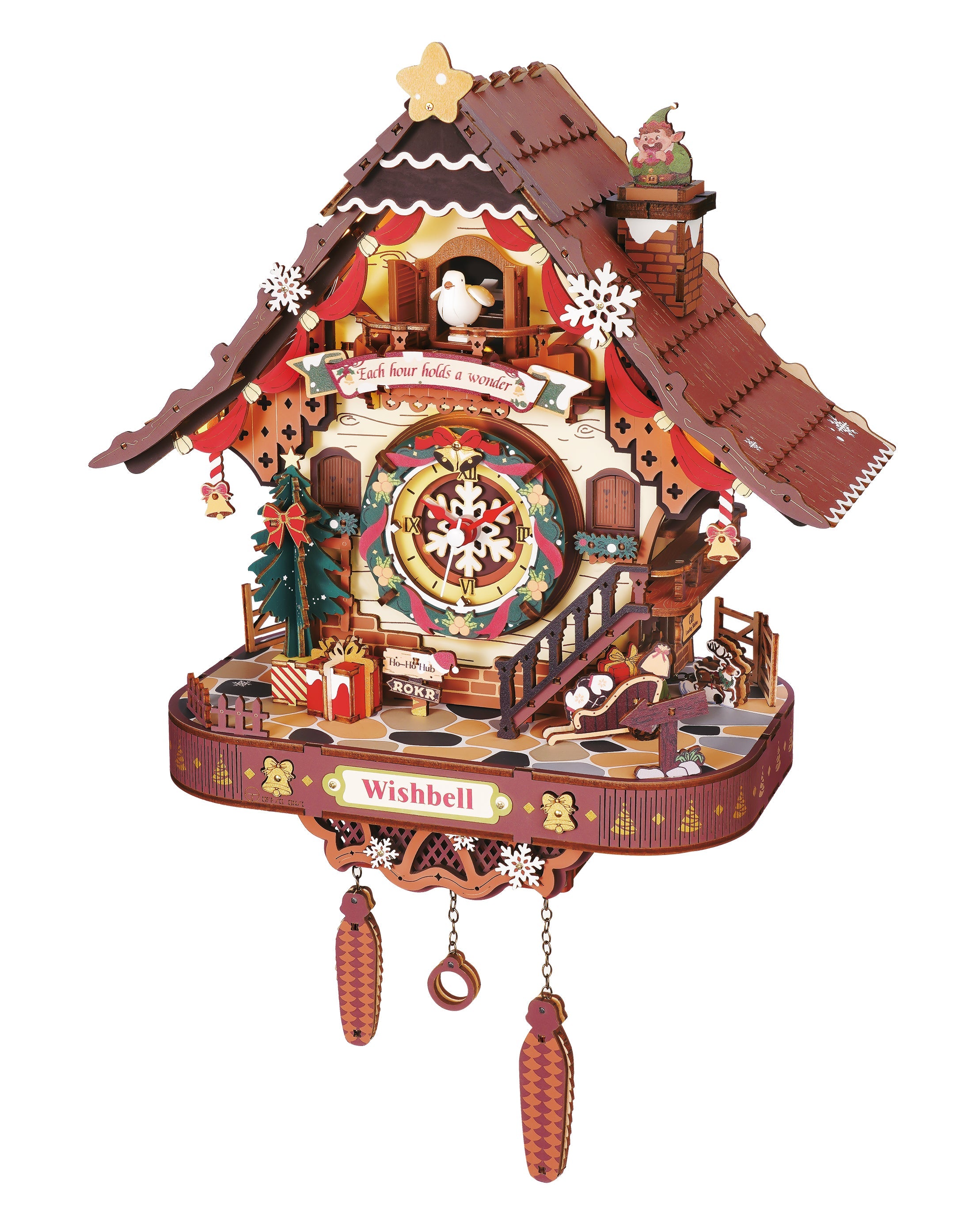 ROKR Christmas Cuckoo Clock LCB01 — completed model DIY kit display