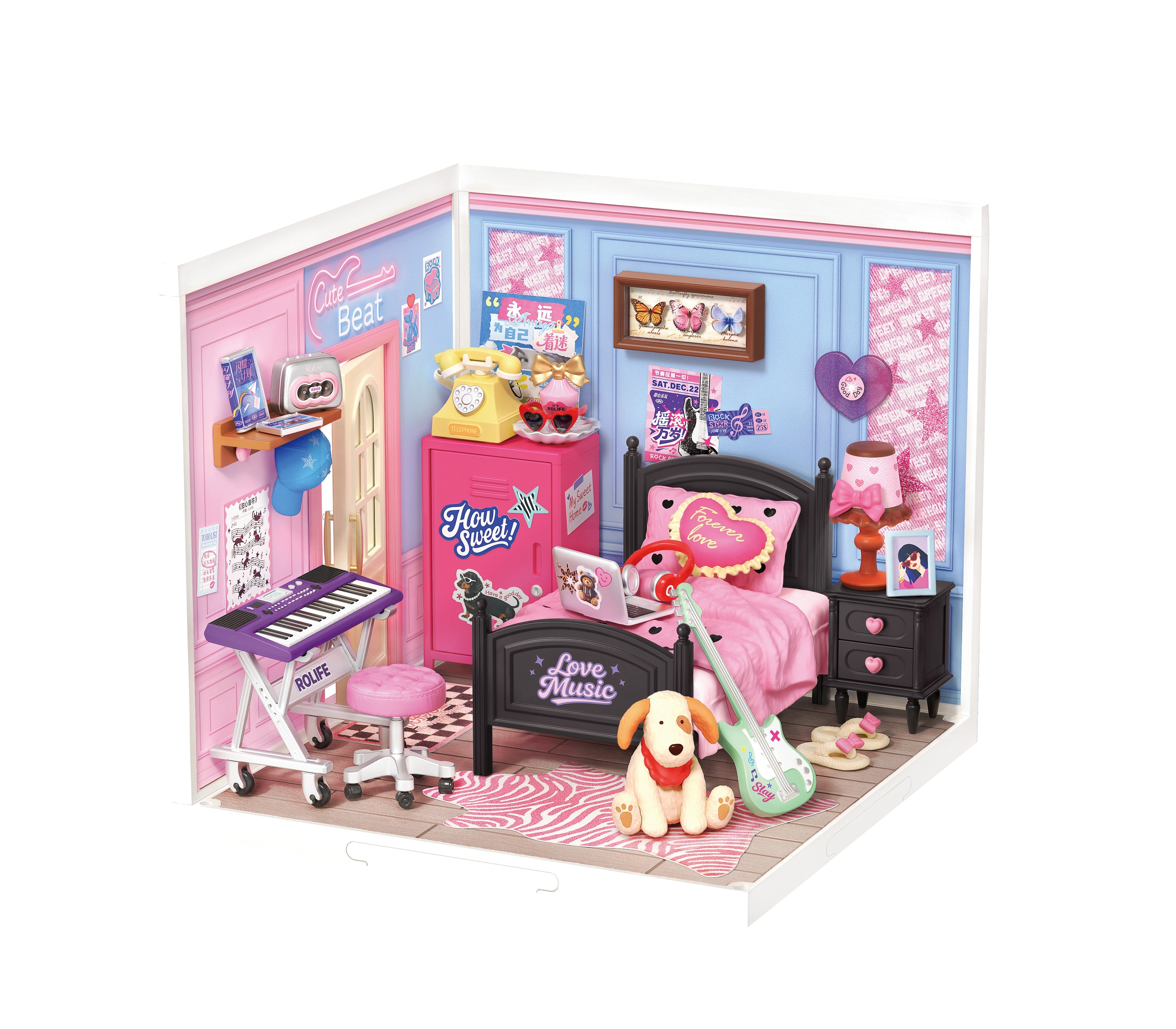 Rolife Bedroom Pop DW029 — completed model DIY kit display