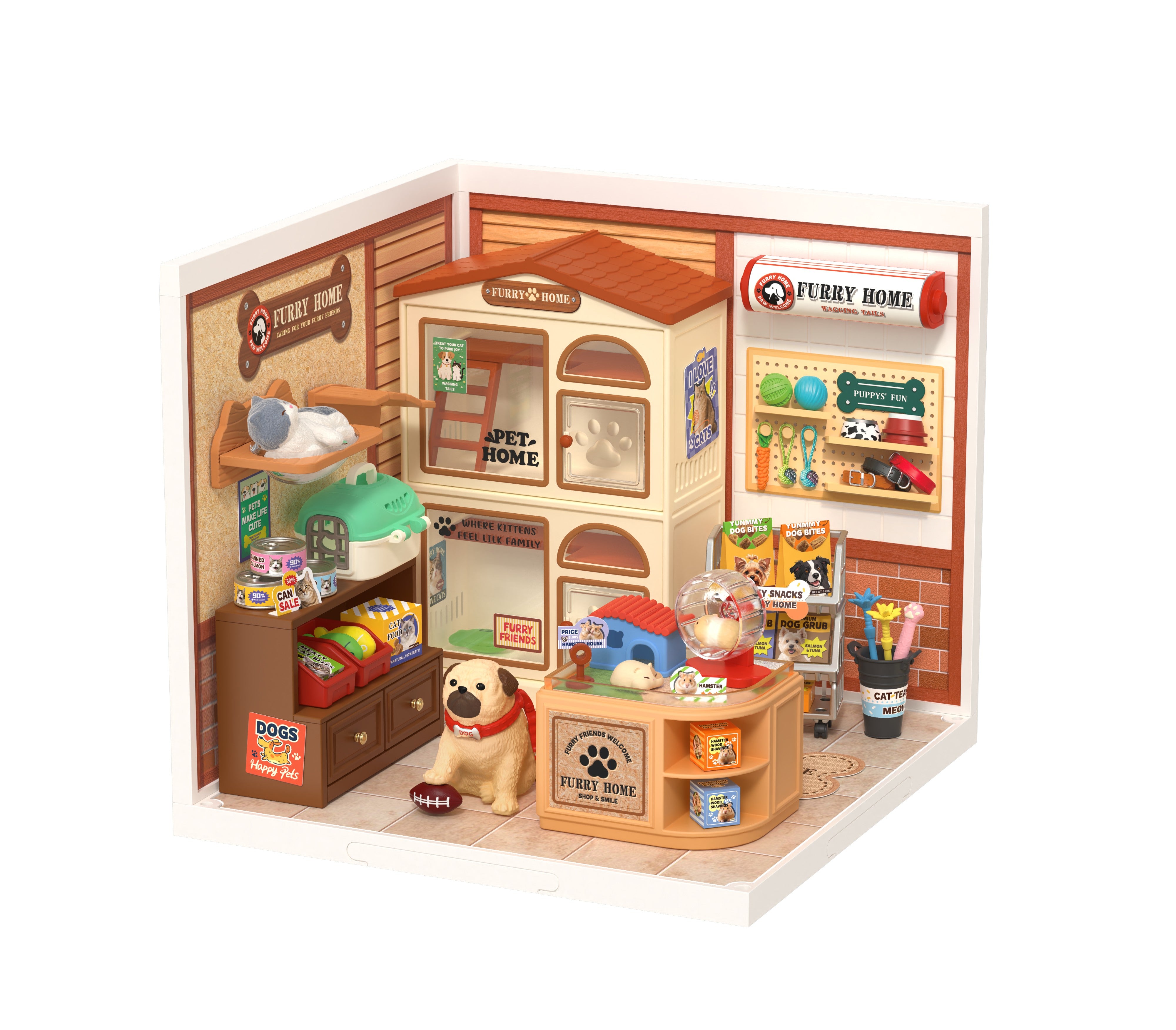 Rolife Furry Friends’ Home DW027 — completed model DIY kit display