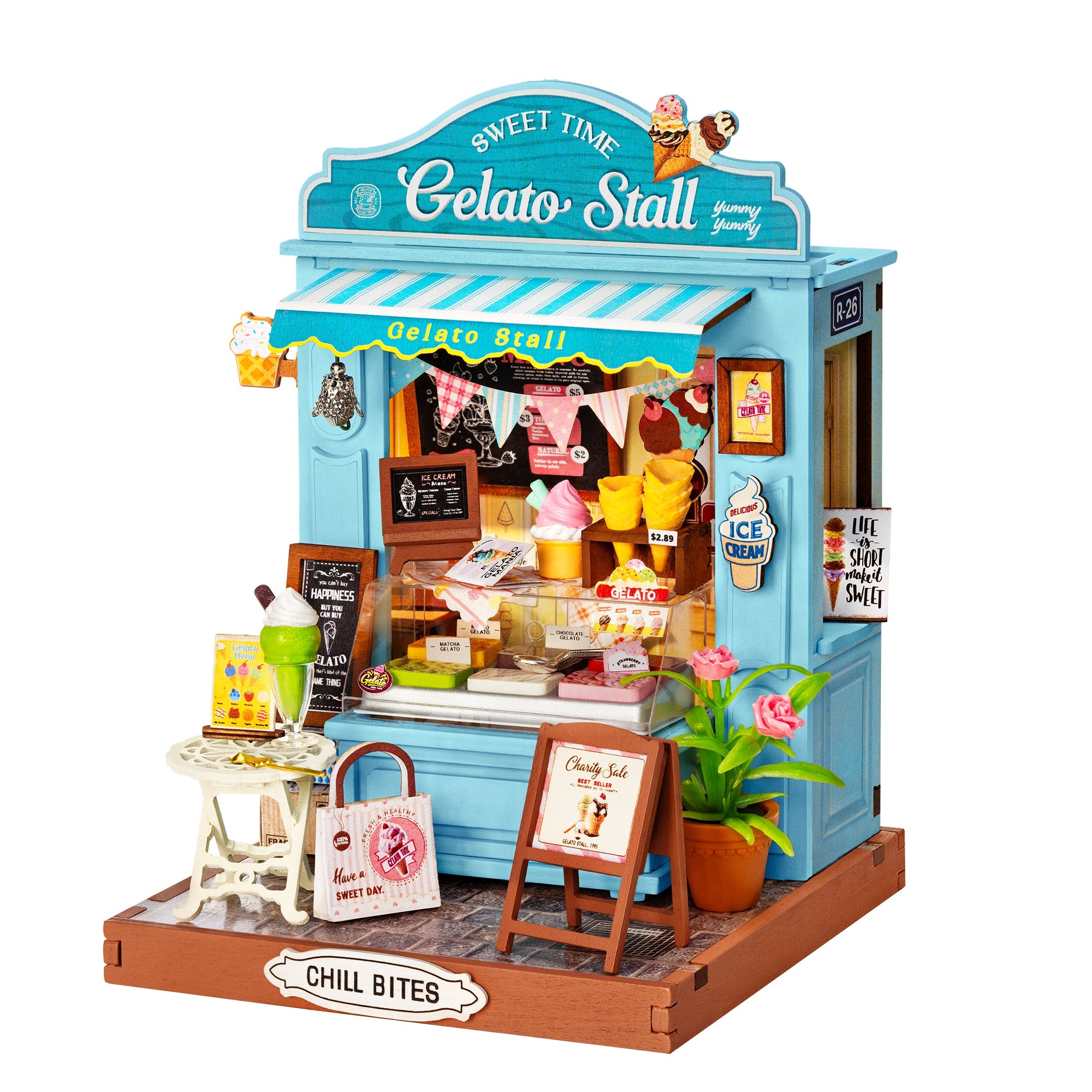 Rolife Gelato Stall DS052 — completed model DIY kit display