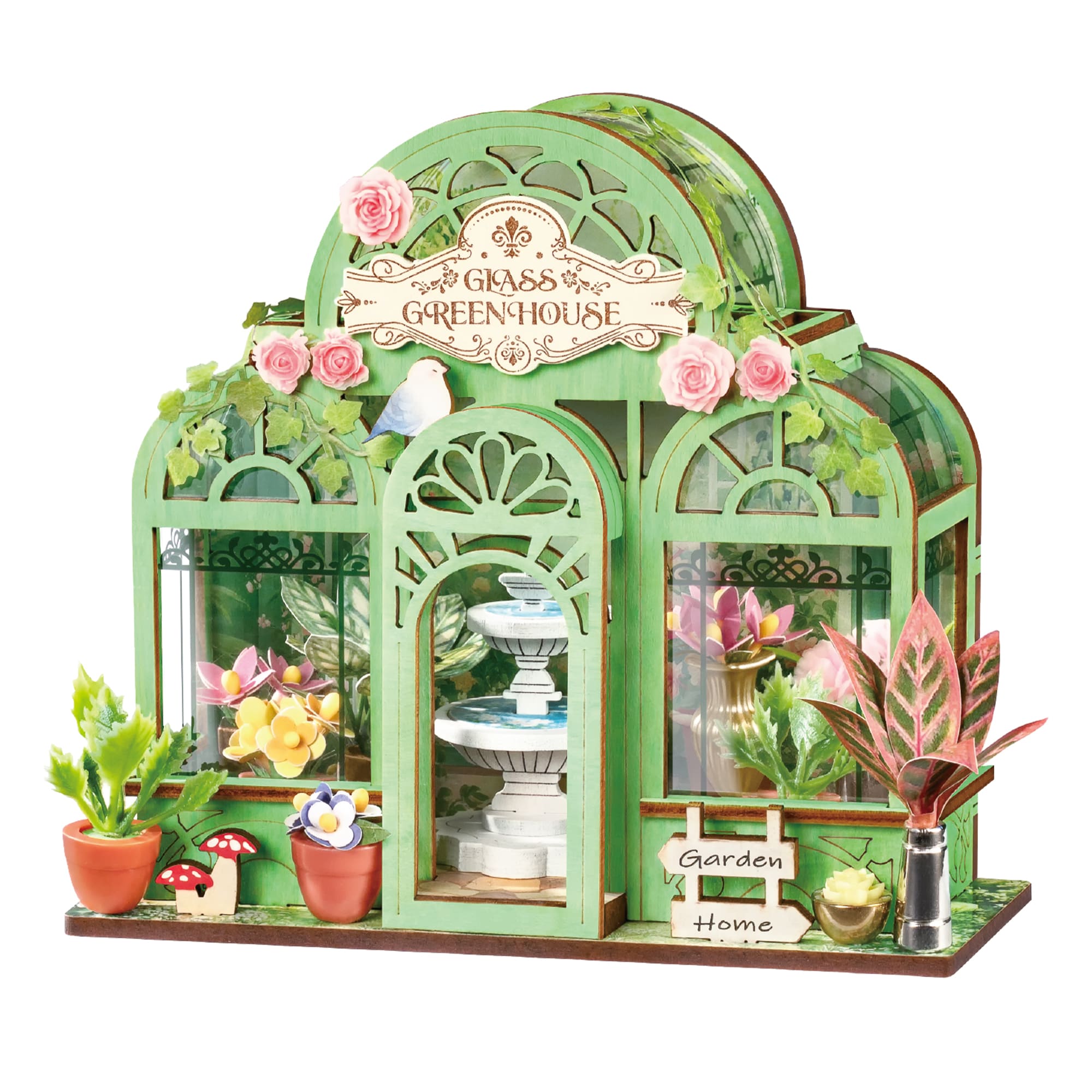 Rolife Green Fountain Garden DS049 — completed model DIY kit display