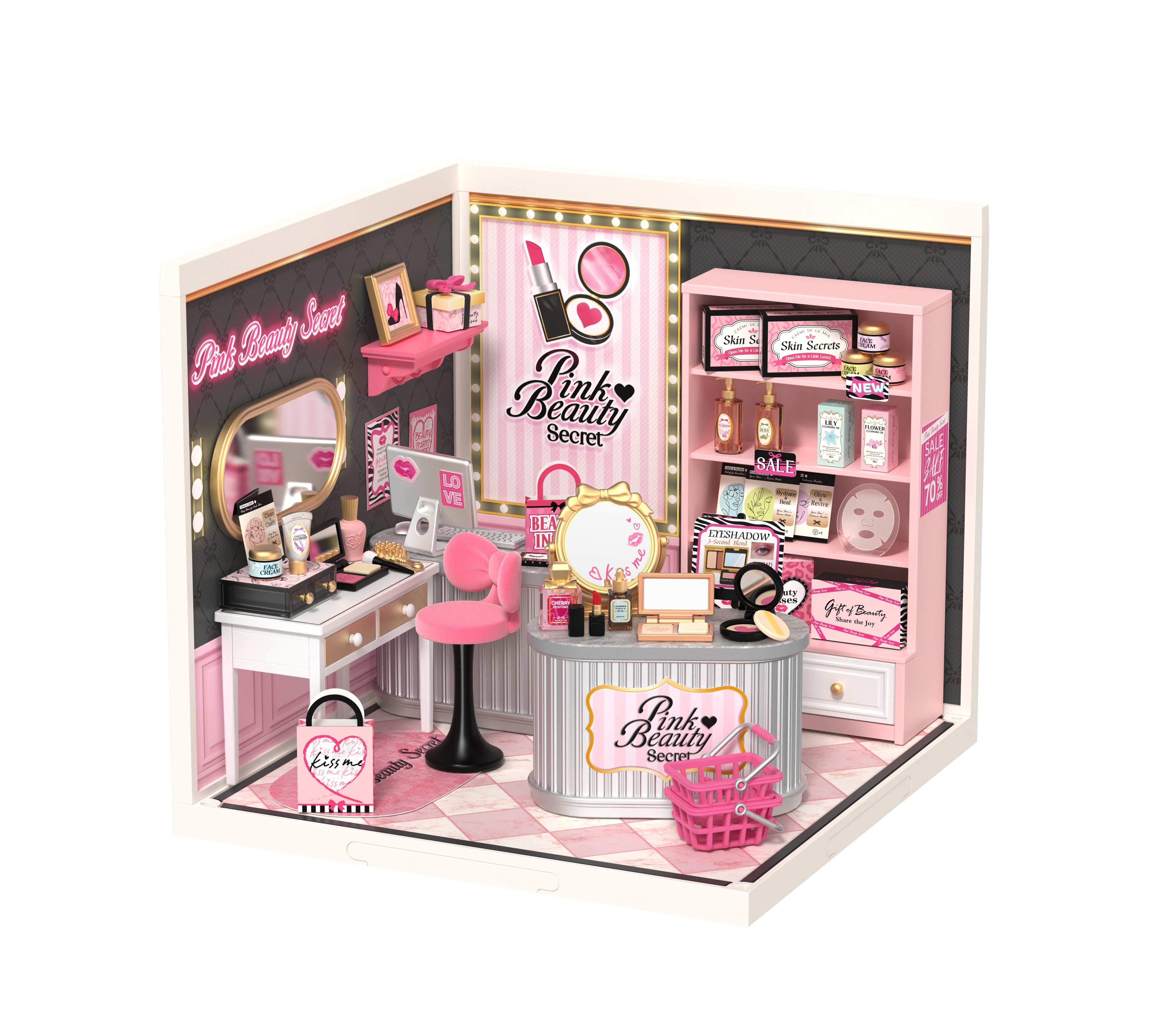 Rolife Pink Beauty Secret DW026 — completed model DIY kit display