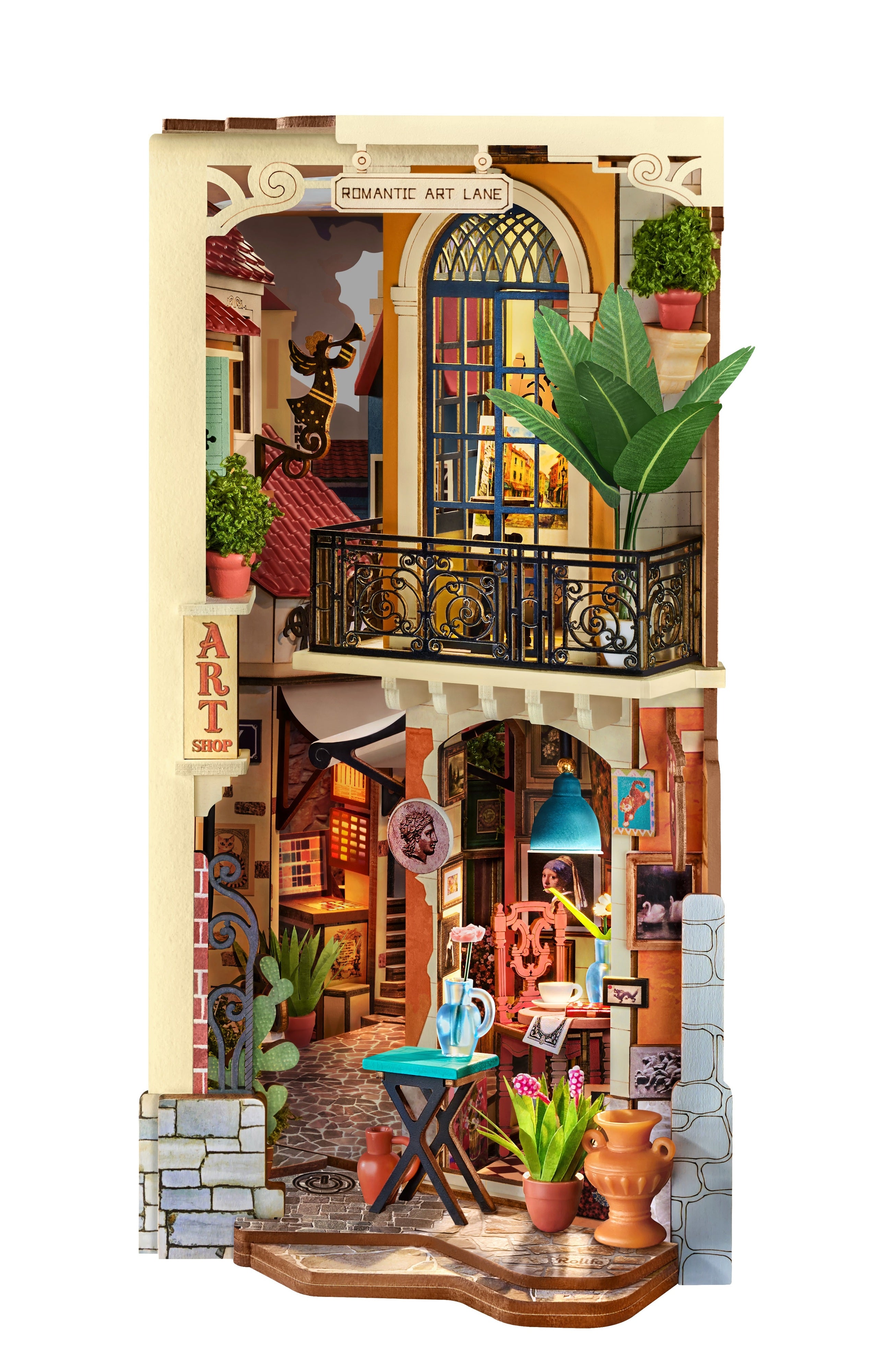 Rolife Romantic Art Lane TGB20 — completed model DIY kit display