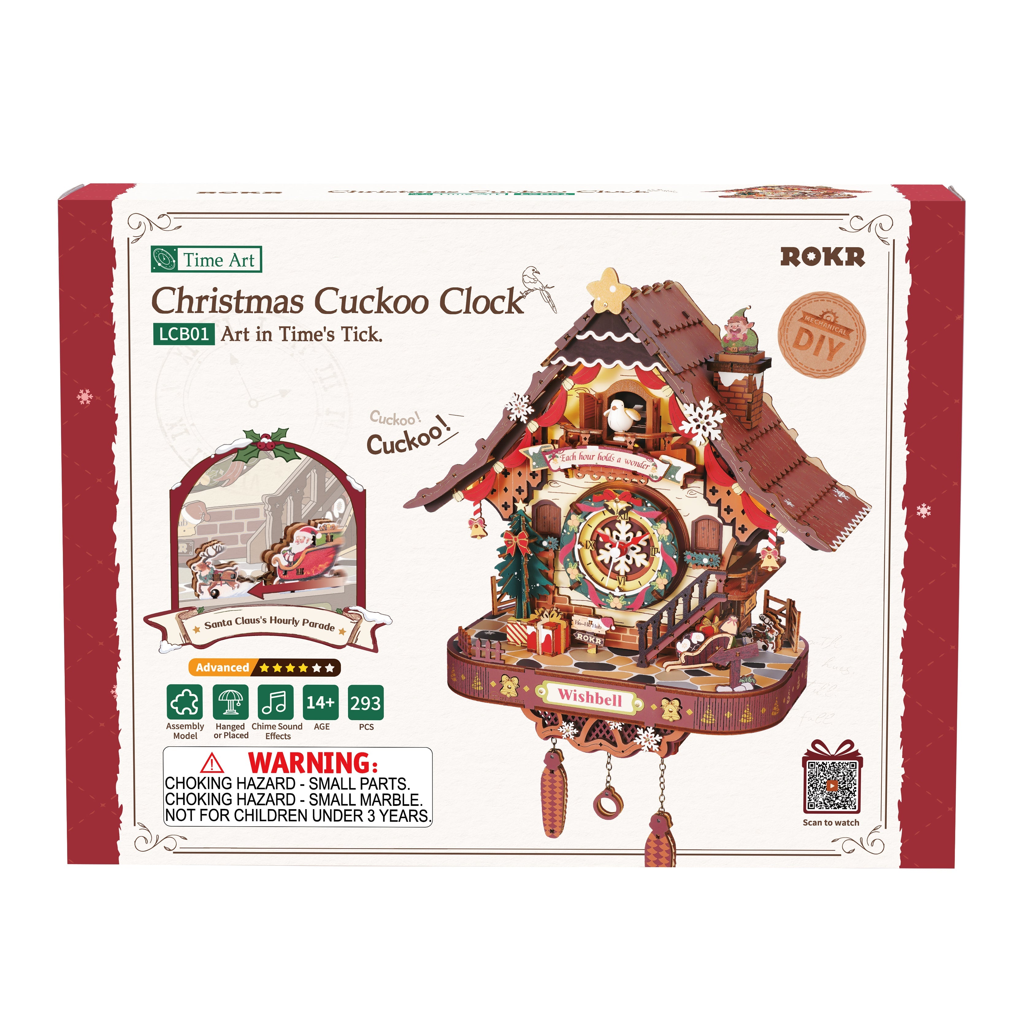 ROKR Christmas Cuckoo Clock LCB01 — front packaging DIY kit