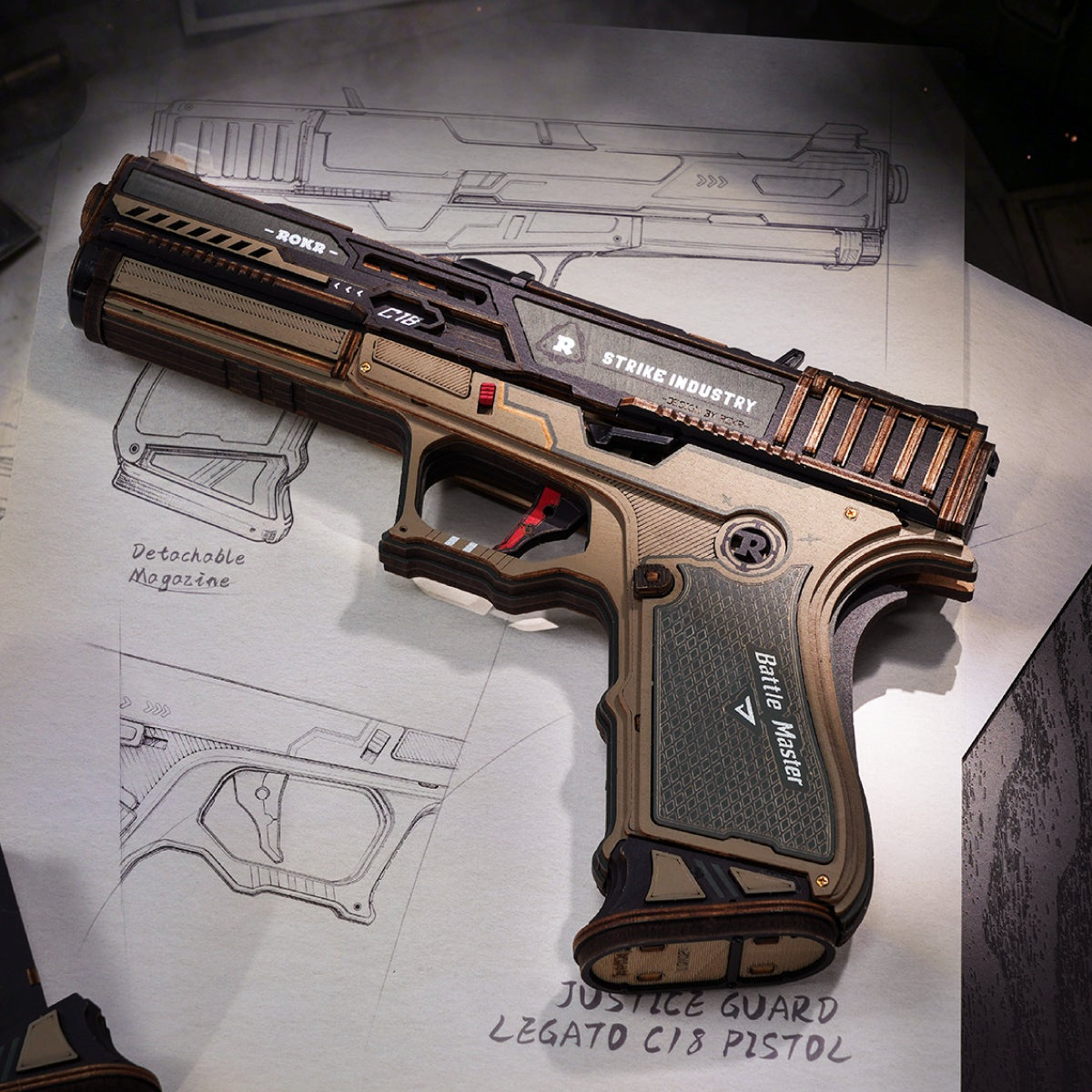 ROKR Legato C18 Pistol LQM02 — completed model in a display setting DIY kit display