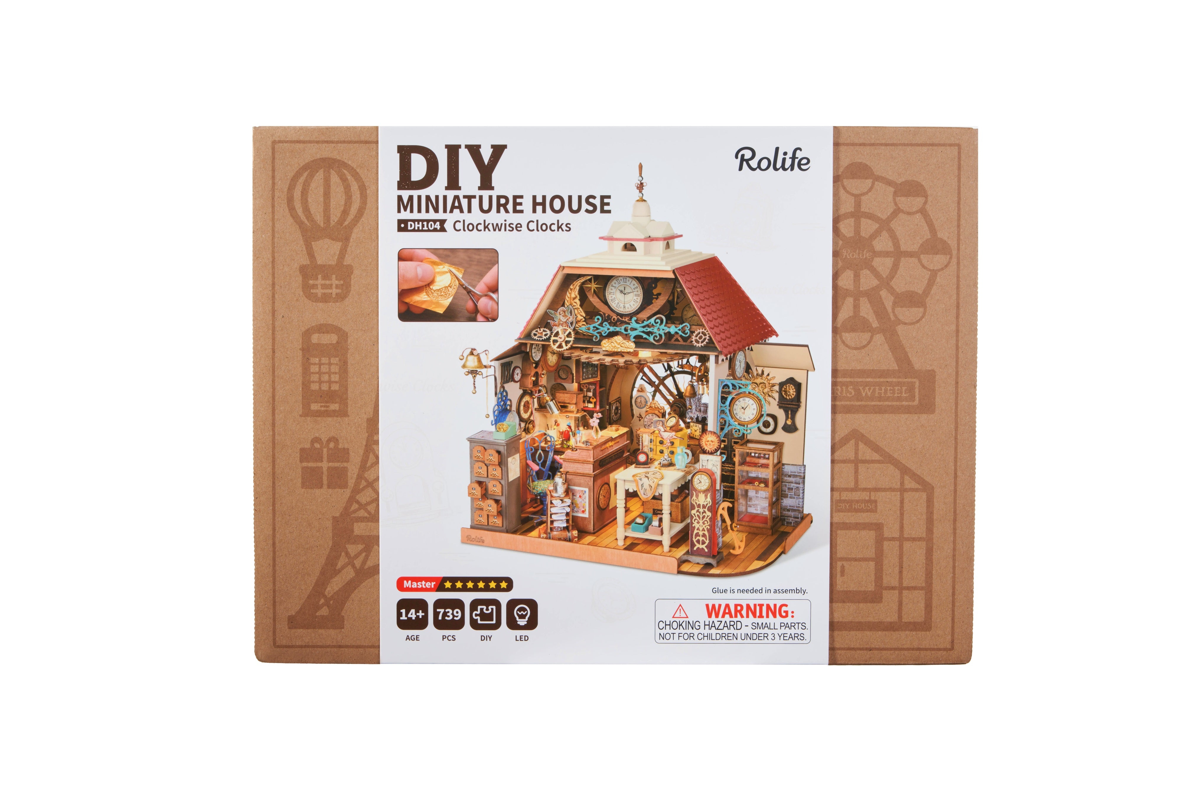 Rolife Clockwise Clocks DH104 — front of the retail packaging DIY kit