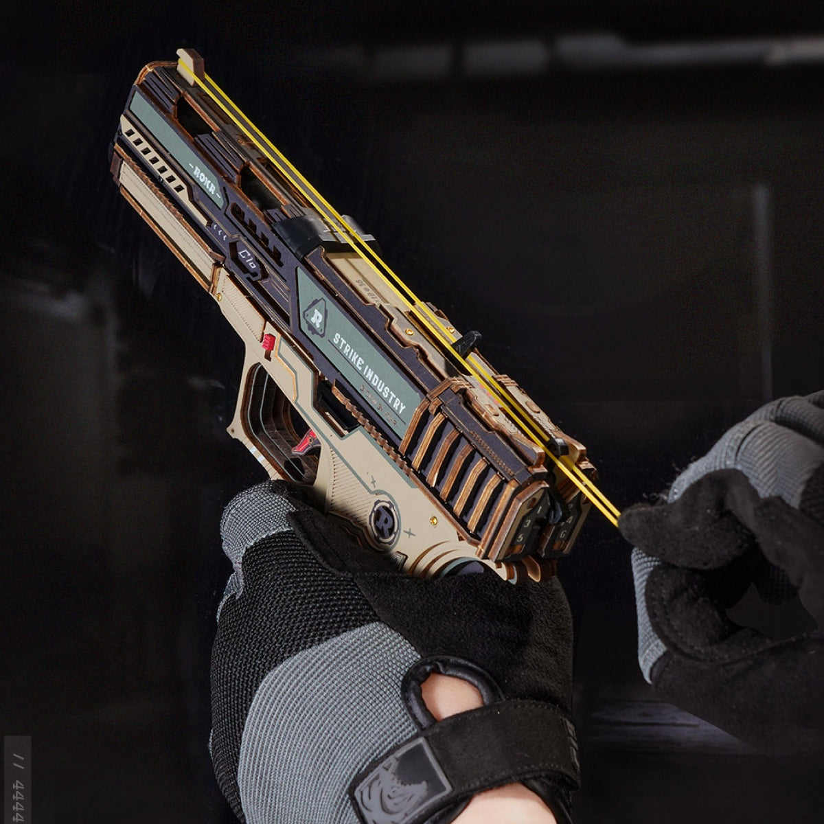 ROKR Legato C18 Pistol LQM02 — wooden rubber-band model in use DIY kit display