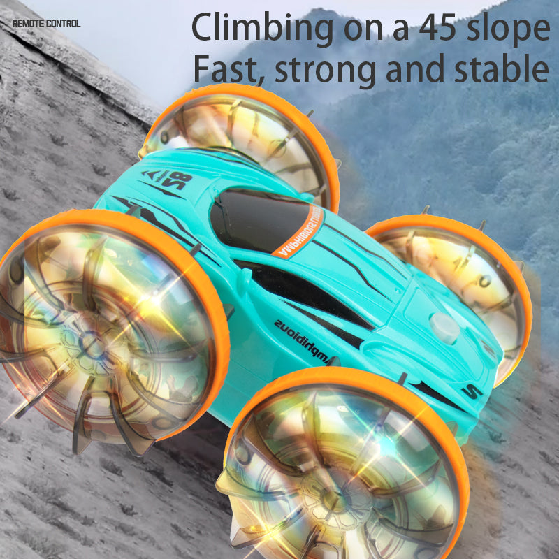 Amphibious RC Car 2 in 1 | 4WD All-Terrain Remote Control Stunt Car with Waterproof Design for Boys-Green