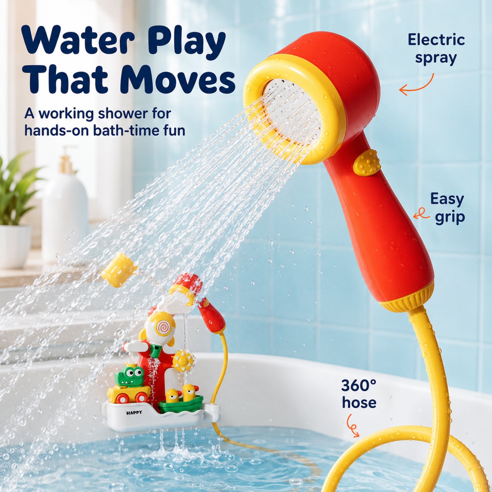 SEDOLA electric bath toy with powered handheld shower and flowing water