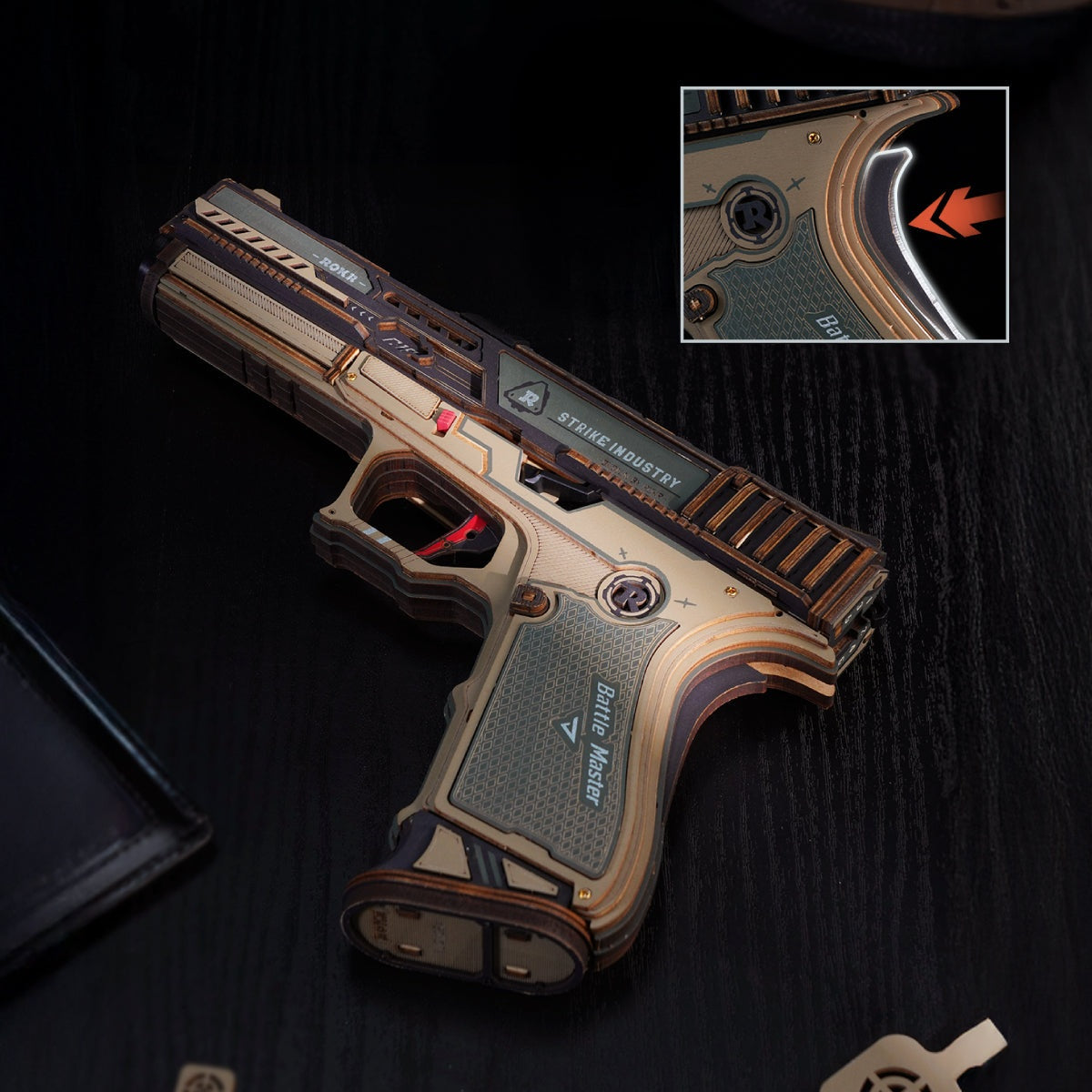 ROKR Legato C18 Pistol LQM02 — rear safety button detail DIY kit display