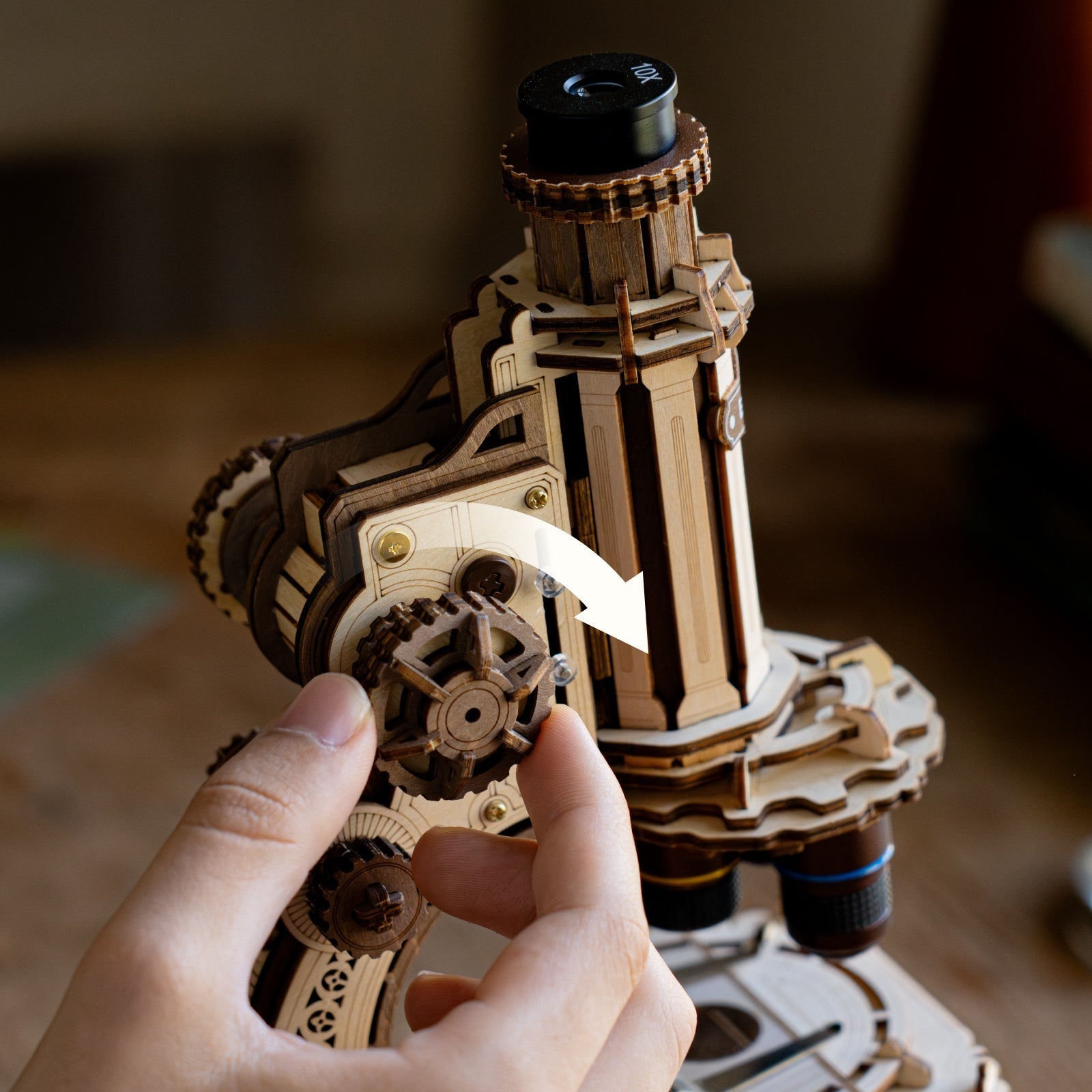 ROKR Microscope ST005 — focusing mechanism DIY kit display