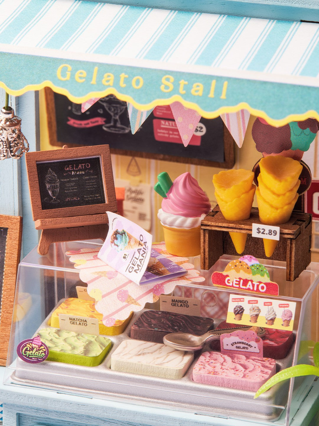 Rolife Gelato Stall DS052 — display setting, view 4 DIY kit display