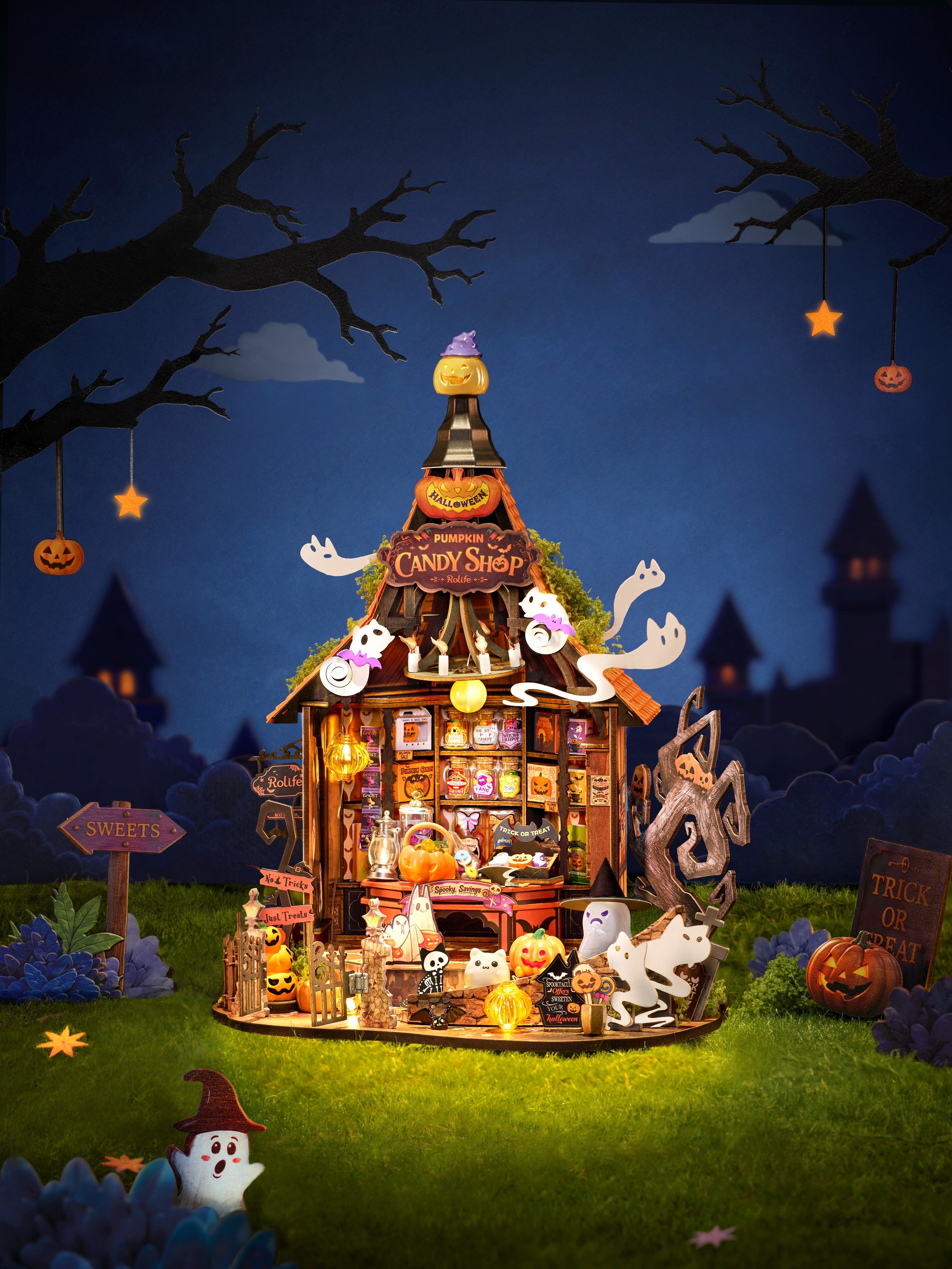 Rolife Rolife Haunted Candy House DG186 — illuminated Halloween display, view 4 DIY kit display