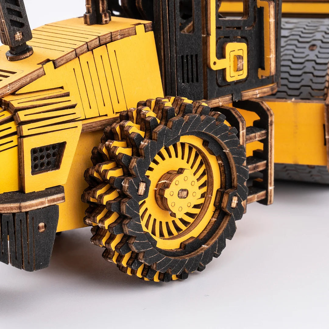 ROKR Road Roller Engineering Vehicle 3D Wooden Puzzle TG701K Educational Toy for Kids Truck Toys for Gifts