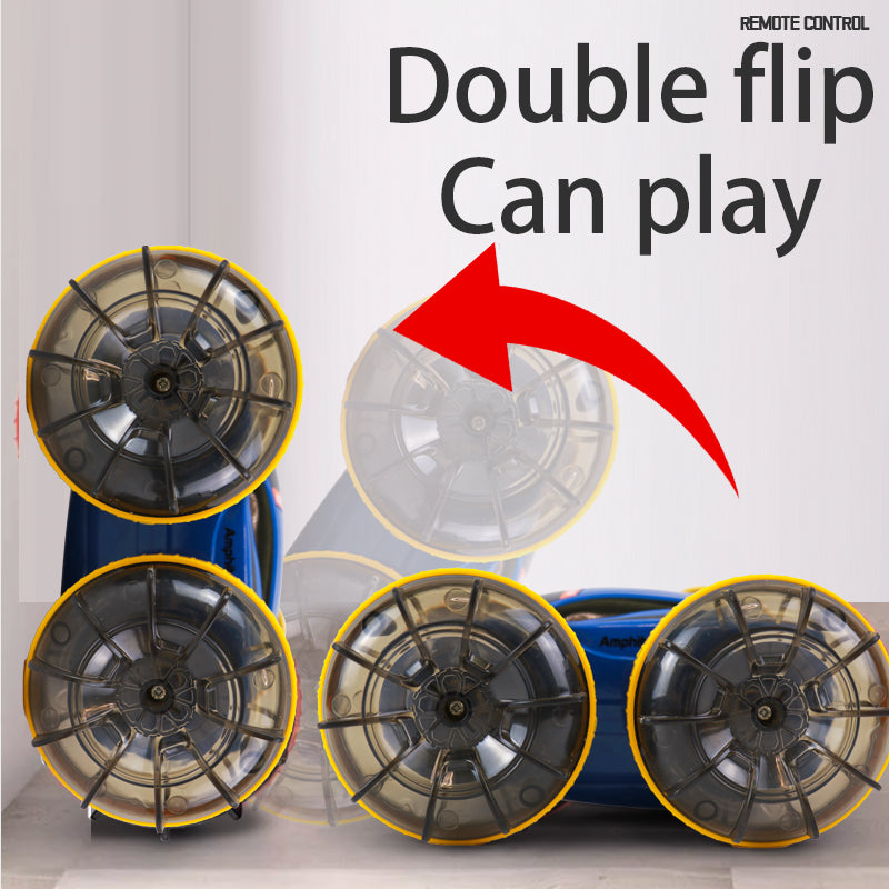 Amphibious RC Car 2 in 1 | 4WD All-Terrain Remote Control Stunt Car with Waterproof Design for Boys-Green