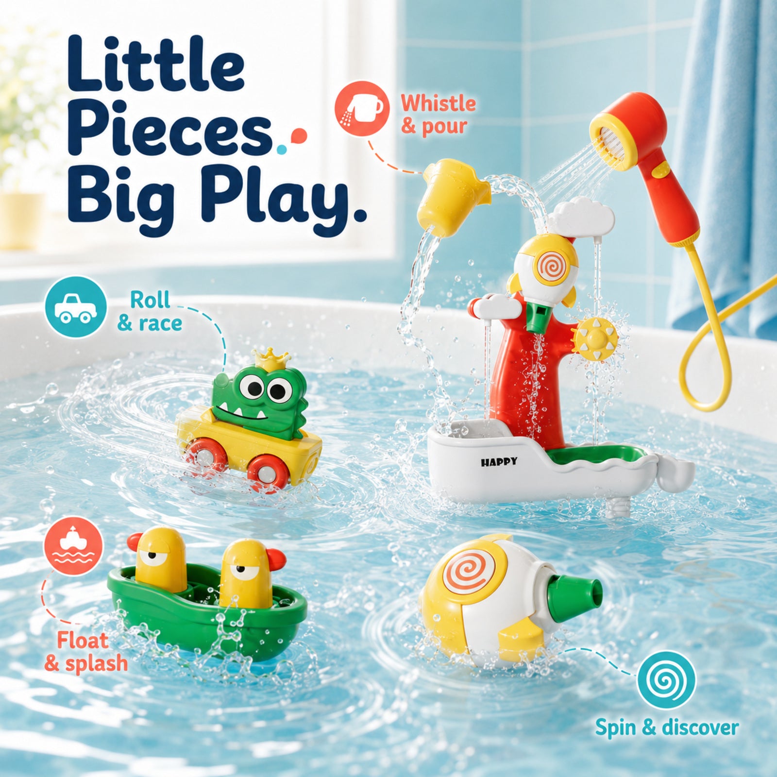 SEDOLA bath toy with detachable accessories for hands-on water play