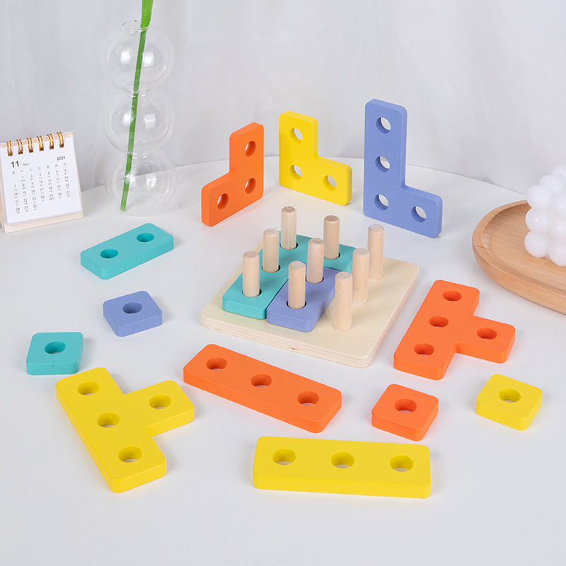 3-in-1 Multi-Directional Learning Game & Wooden Shape Sorter Toy for Kids Ages 3+ – Educational Stacking Blocks & Brain Teaser Puzzle Set