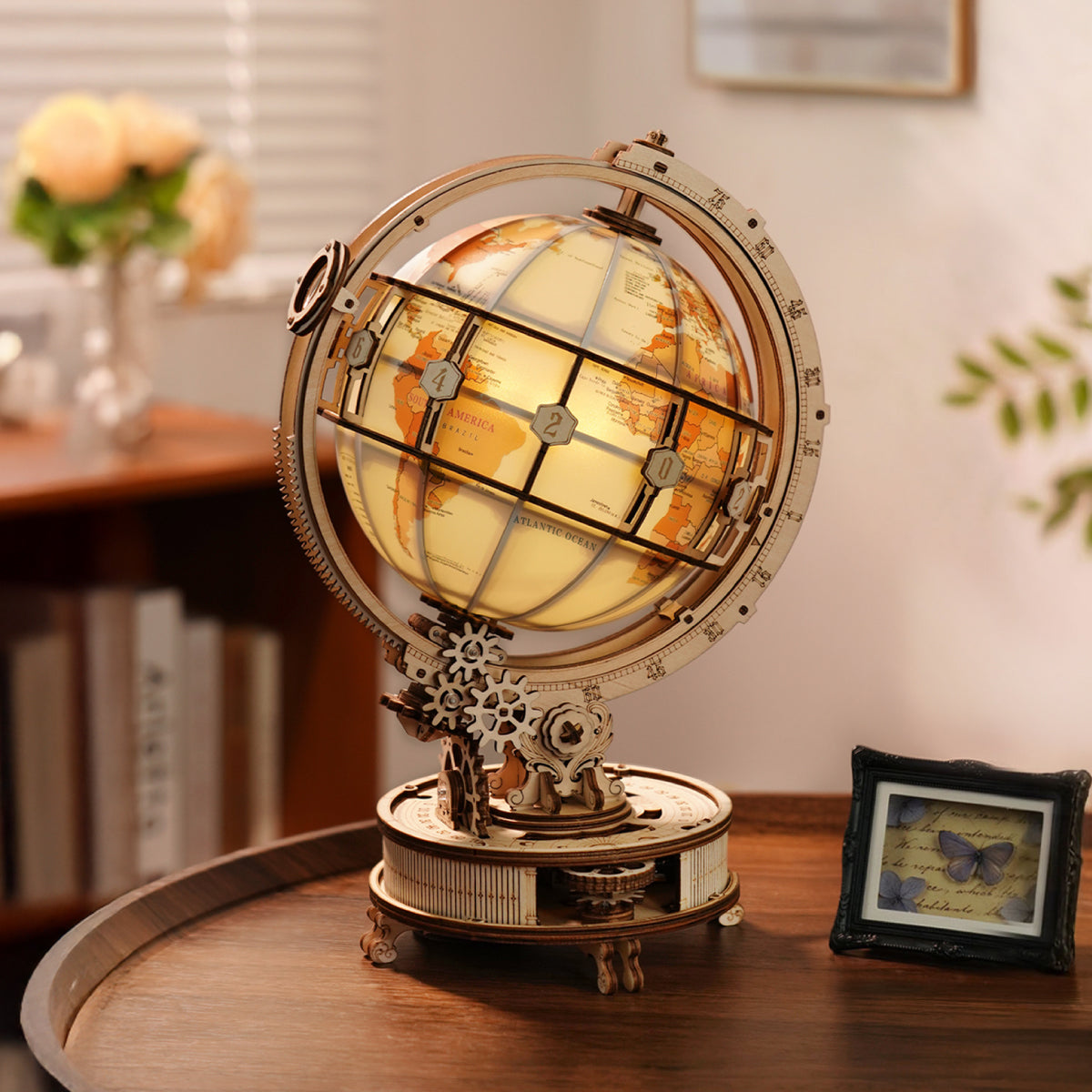 ROKR Luminous Globe ST003D movable magnifier and world map detail