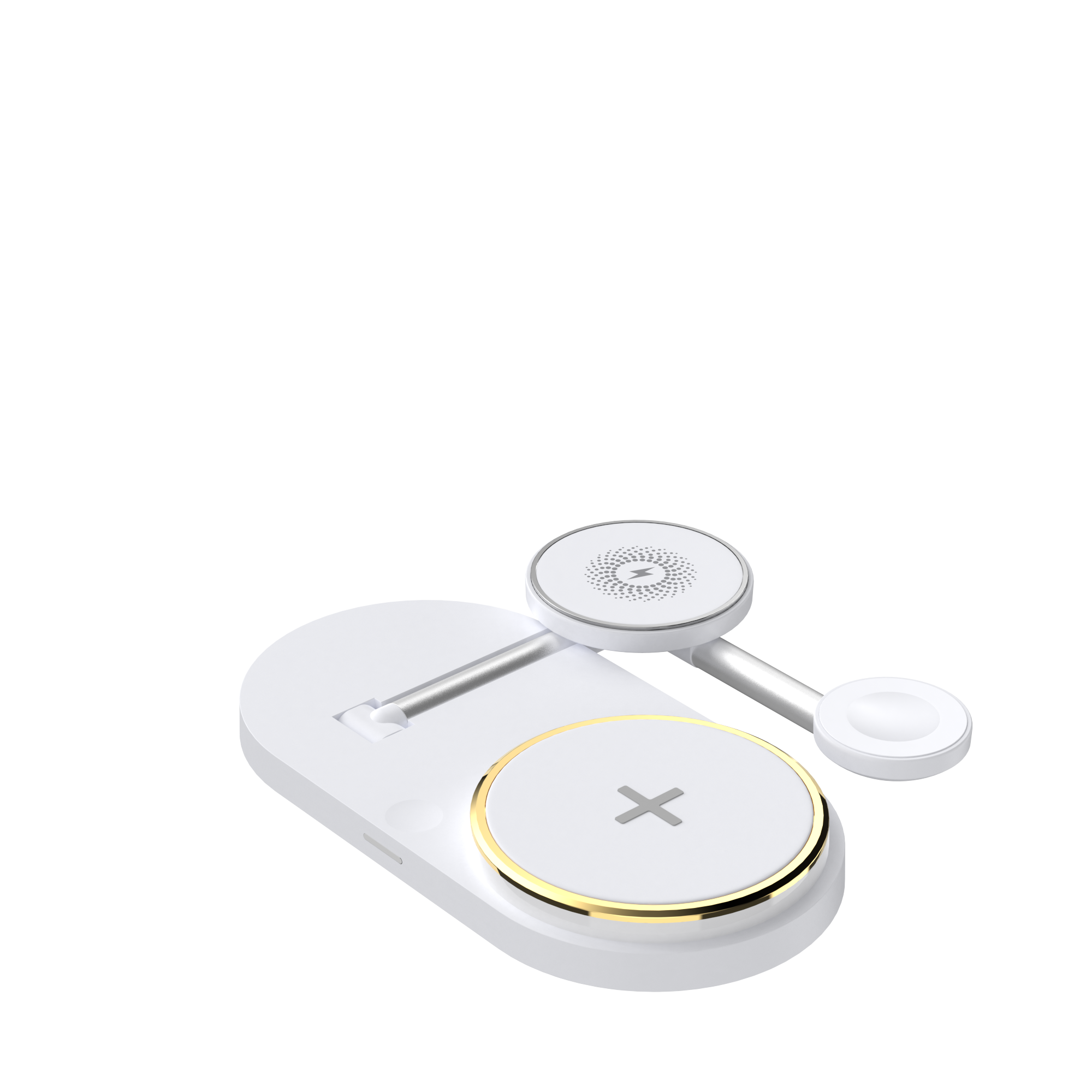 Multifunctional Smart Charger Foldable Wireless Charging Watch Headset 15W Wireless Fast Charging LED Light White