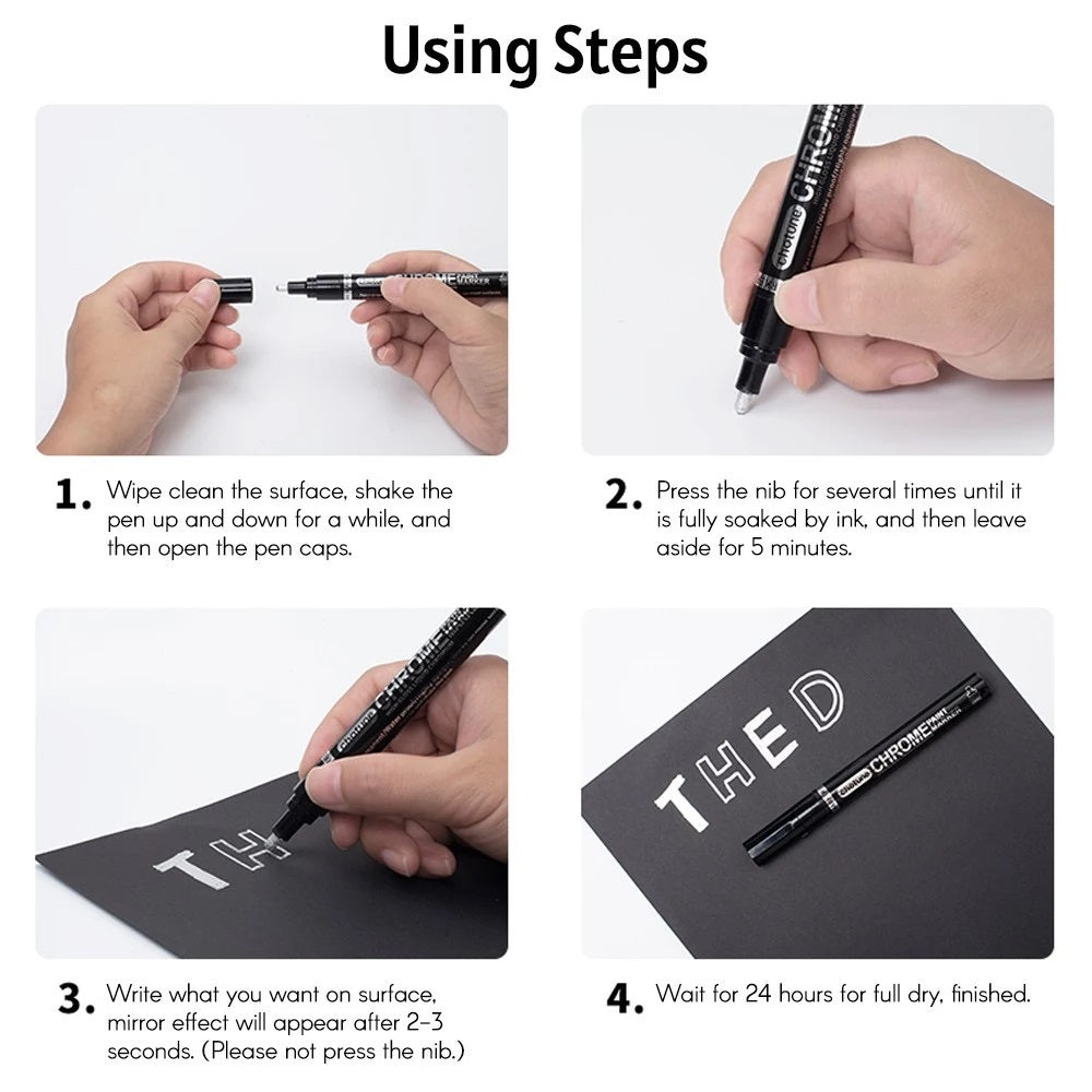 3 MM Art Liquid Silver Mirror Chrome Marker Smooth DIY Reflective Paint Pen for DIY Models