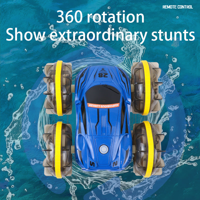 Amphibious RC Car 2 in 1 | 4WD All-Terrain Remote Control Stunt Car with Waterproof Design for Boys-Green