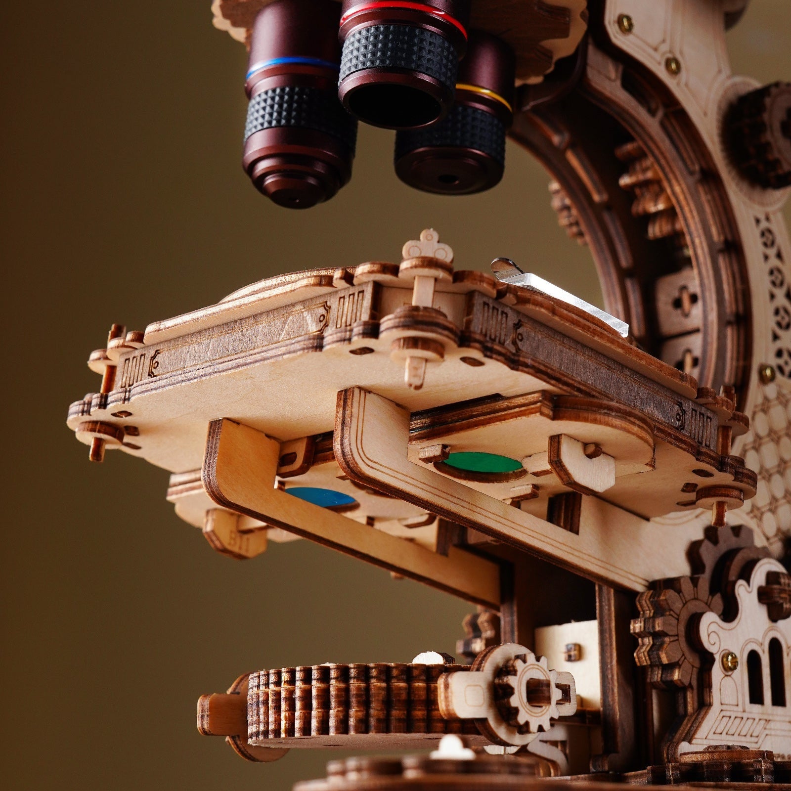 ROKR Microscope ST005 — objective lens close-up DIY kit display
