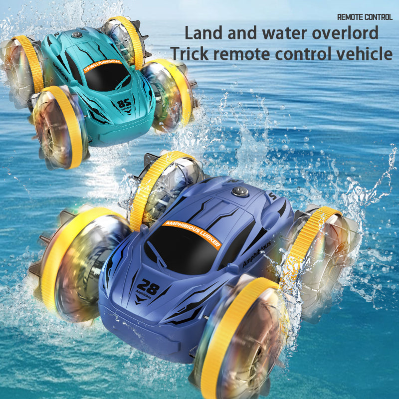 Amphibious RC Car 2 in 1 | 4WD All-Terrain Remote Control Stunt Car with Waterproof Design for Boys-Blue